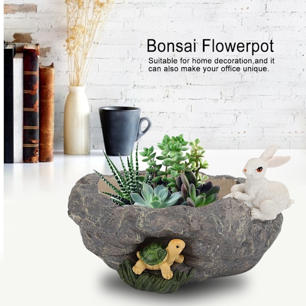 Imitasjonsstein Modell Blomsterpotte Harpiks Sukkulenter Potte Plante Dekorasjon For Kontor Hjem