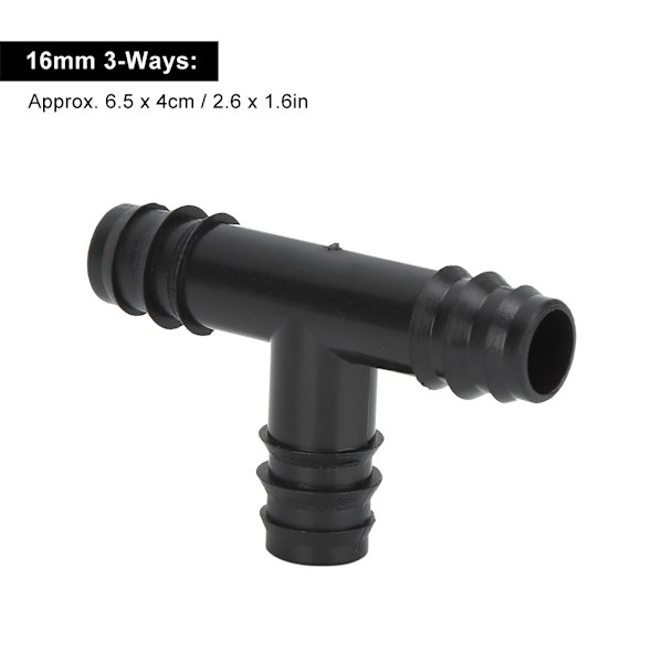 Kääntyvä liitäntäsovitin PP Kastelujärjestelmän tarvikkeet puutarhan kasteluun 16mm50kpl 16mm 3-tie