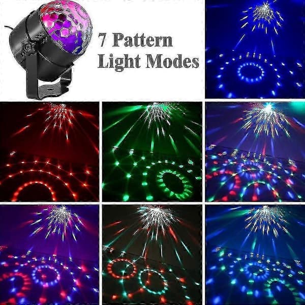 YOUOKLIGHT 7 lysformer LED RGB roterende DJ diskokule/EU-plugg