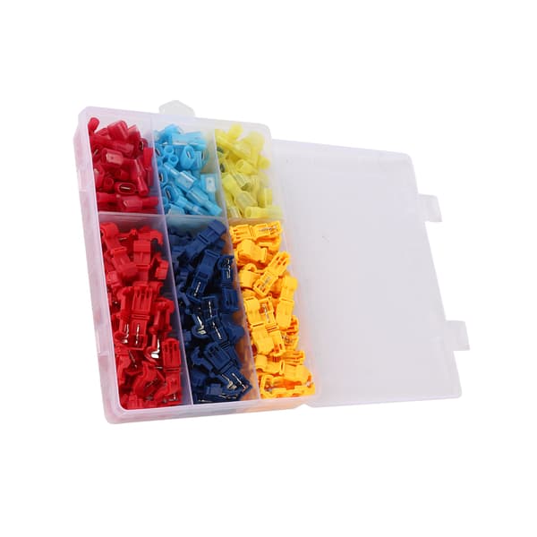T Wire Connector Quick Connect Electrically Insulated Terminal Kit Set with Storage Box 240pcs