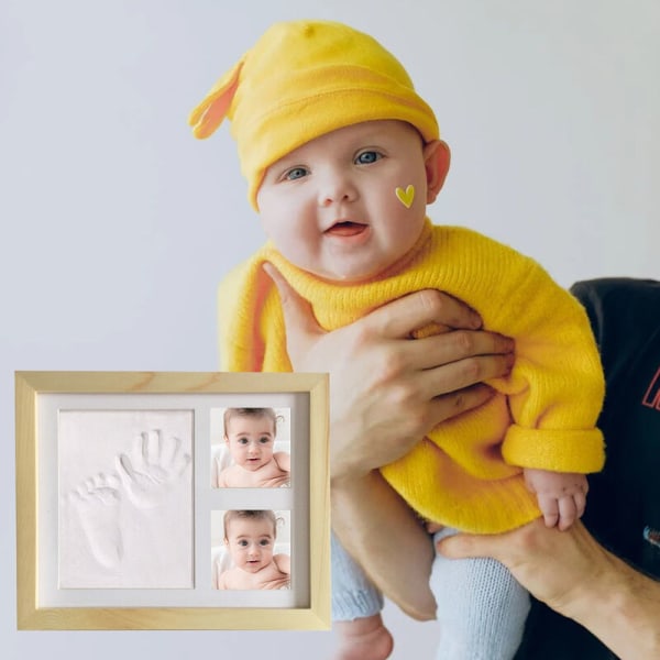 Fotoram med lera för baby pojkar hand och fotavtryck barnkammare inredning baby present till nyfödd, modell: typ 3