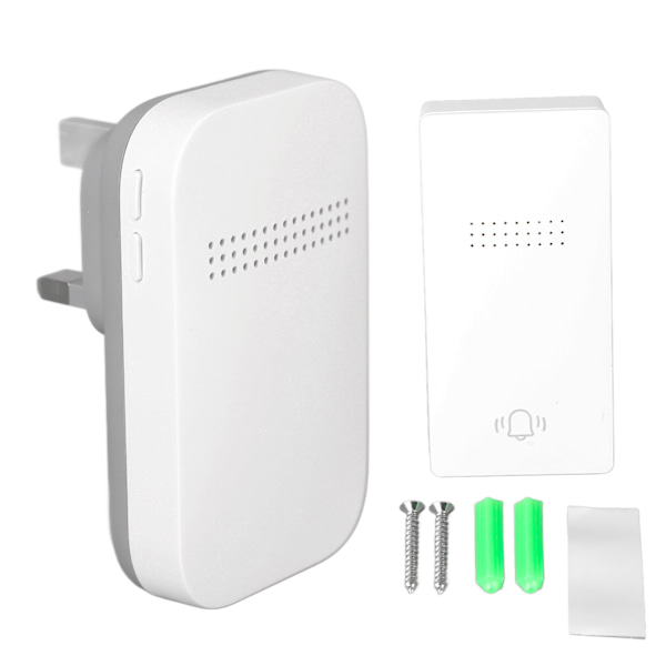 Self-Powered Doorbell with Receiver Automatic Ringing Push Button Wireless Doorbell 100‑230V UK Plug