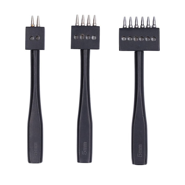 3 kpl Piikkileimasintyökalusetti Nopea lävistys Eri kokoja Erittäin luja Ammattimainen muotoilu DIY Nahkarivileimasin 5 mm