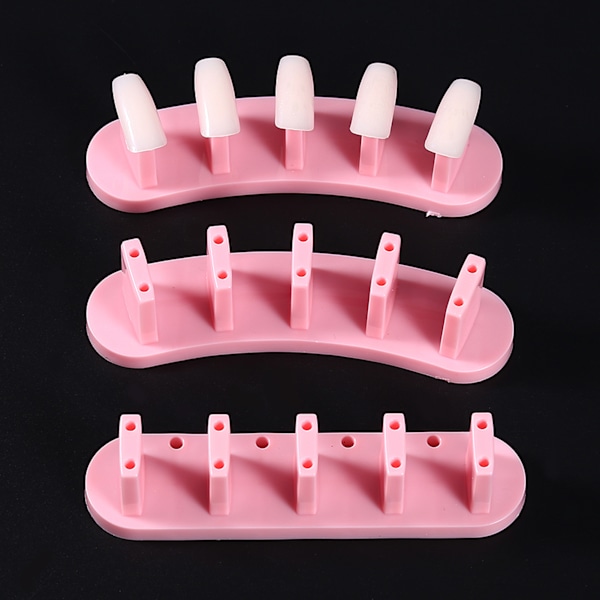 1 Set Avtagbar Nail Art Training Holder Stand 100st Practice Nageltips Rosa