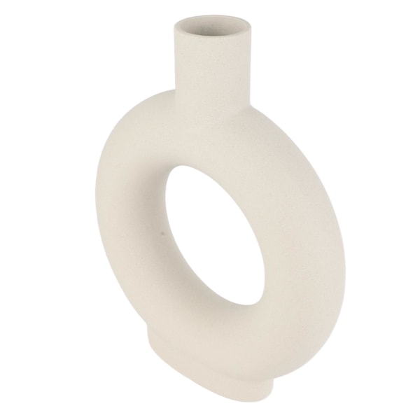 Cirkel Keramisk Vas Cirkulär Ihålig Blomvas Modern Matt Vas Ornament för Vardagsrum Sovrum Kontor