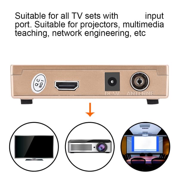 Analog TV-mottakeradapter med fjernkontroll - RF til HDMI-konverterer (100-240V, VDE)