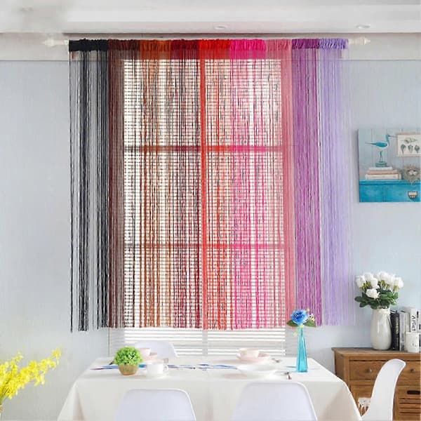 Dekorativ polyester duskegardin for stueveggvindusdørpaneler, egnet for studenthjeminnredning med stanglommedesign Coffee