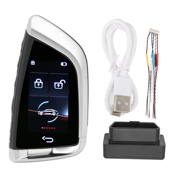 Smart fjärrkontroll bilnyckel LCD-skärm Anti Lost Bluetooth 5.0 Keyless Entry Autolås Nyckelbricka för ett klick Start Bil Silver