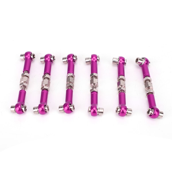 6 kpl Säädettävät Servolinkit Vetovarsisetti RC-autolle 1/10 Buggy Touring Car 47mm Tarvikkeet violetti