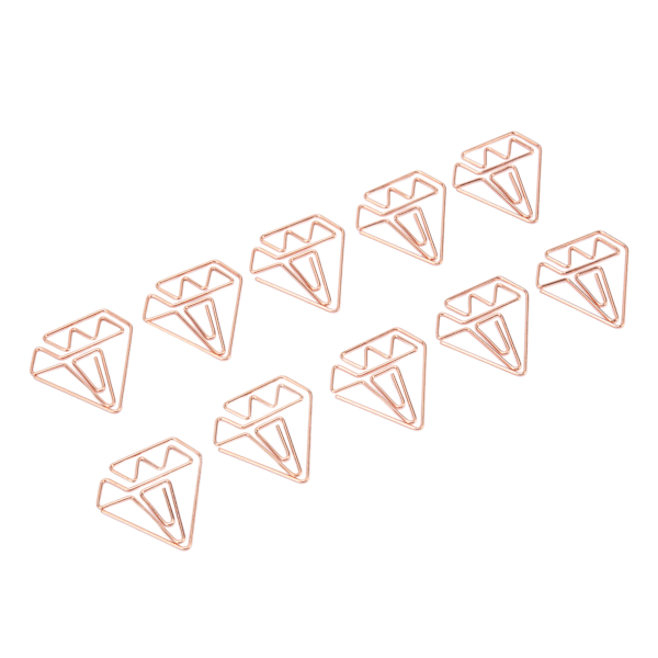 100 st Roséguld Gem Söta Diamantformade Multifunktionella Små Metall Gem Planeringsklämmor för Studenter Kontorsmaterial