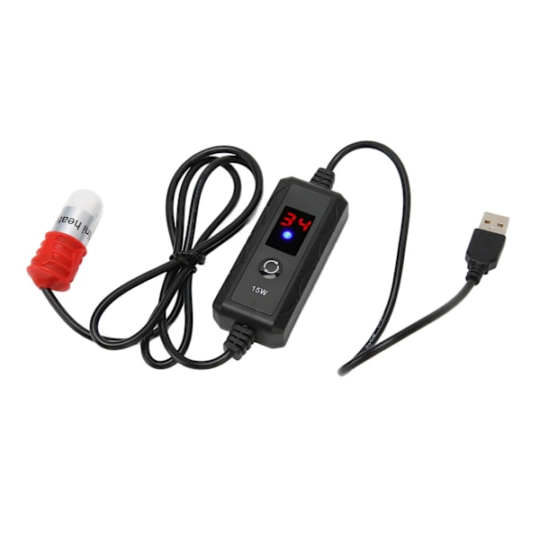 Mini Akvaariolämmitin Säädettävä 15W Betta-lämmitin Pieni akvaariolämmitin digitaalisella LED-näytöllä 100‑240V US-pistoke