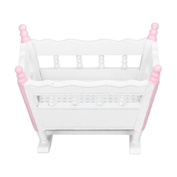 Dukkehustømmer Baby Shaker Toy 1/12 Skala Bjørk Materiale Rosa Hvit Levende Søt Miniatyr Møbel for Bursdagsgave
