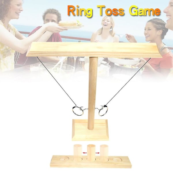 Hook And Ring Toss Battle Game Barn Vuxna Familj Interaktiva dryckesspel Bordsskiva Ringkastning 30.0 X 10.0 X 4.0cm Wood Colour