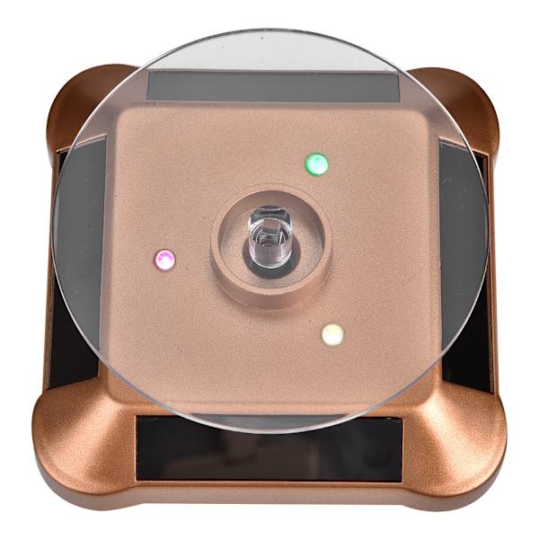 Sol- og batteridrevet roterende smykkeholder, displaystativ roterende base (guld)