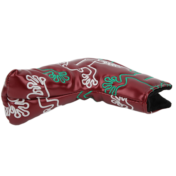 Golfputter Headcover Broderiputter PU Skyddshuvudskydd Magnetisk stängningVinröd
