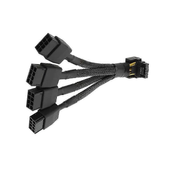 4x8-bens PCI-E til 16-bens 12VHPWR albuekabel til RTX 4090 RTX 4080 grafikkort Black