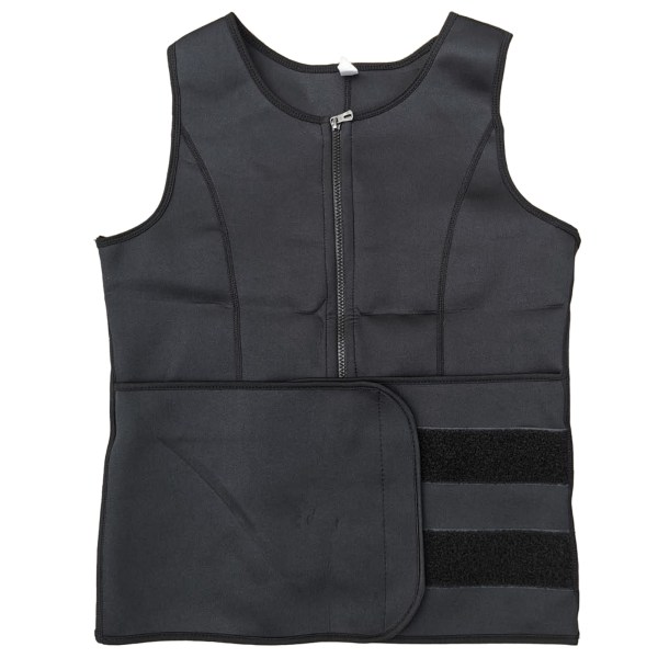 Mænd Midje Træning Lynlås Træning Sved Sauna Mavekontrol Justerbar Bælte Body Shaper Vest til Gåtur Ride Kør Bodybuilding Sort XL