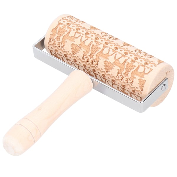 Julkavel Trä Julgraverad Prägling Kaveldeg Stick Baking ToolElk