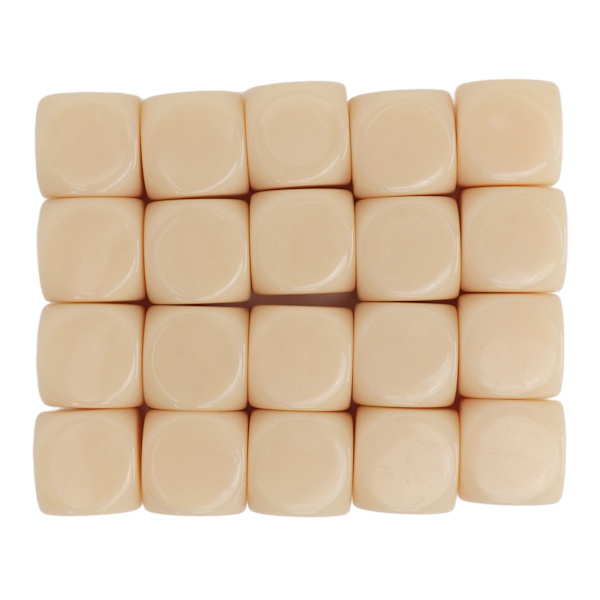 20 Terninger Runde Høyder Blanke Plast 16mm Læringsleker Terninger for Brettspill Fest Beige