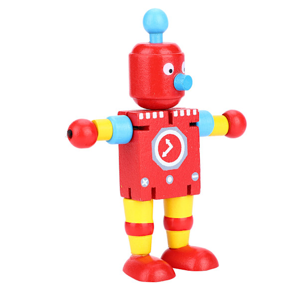 Personlighet Söta robotleksaker i trä Lärande och pedagogiska leksaker för Barn (röd)