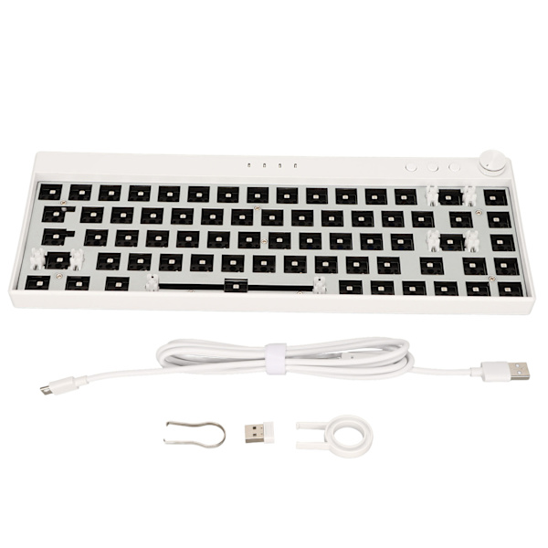 Gör-det-själv-mekaniskt tangentbordssats 68 nycklar RGB Ergonomic Switch Hot Swap Stark ABS Custom Gaming Tangentbord Vit