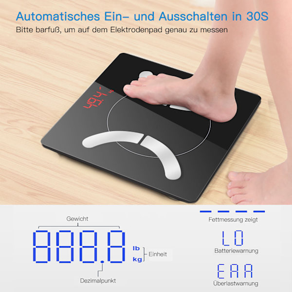 Digitaalinen vaaka Bluetooth LED-näyttö Smart Body Fat -vaaka