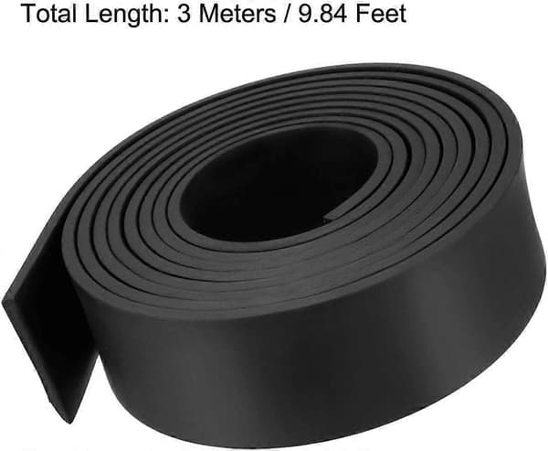 Solid rektangulär tätningslist i gummi, 50 mm bred, 5 mm tjock, 3 m lång, svart 50 mm x 5 mm x 3 m