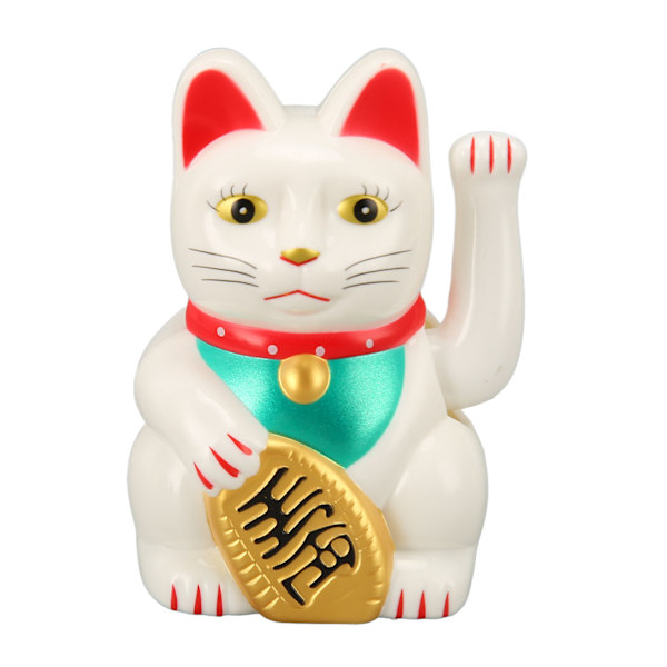 4in Solar Lucky Fortune Cat med viftande arm Soldriven Feng Shui Lucky Cats Lucky vinkar Viftande rikedom Katt Heminredning Vit MLY23056 1