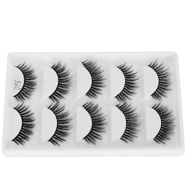 5 par tykke, tette løsvipper Tredimensjonale lange krøllete løsvipper Makeup Tool (D18)