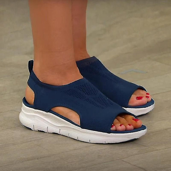 Mesh Platform Fish Mouth Dam Sandaler för Sommarstrand - Svart