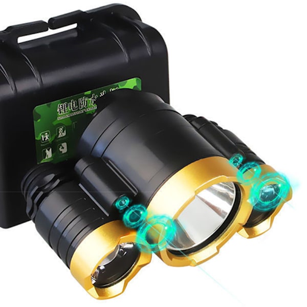 Headlamp 5 LED Plastic High Light Rechargeable 4 Modes 90° Adjustable Head Flashlight Light with Charger
