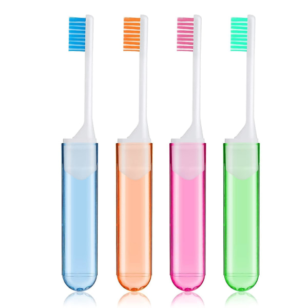 Mjuk borst tandborste 4 delar hopfällbara manuella tandborstar för ömtåligt tandkött Tandvård Vuxen barn bärbar för camping