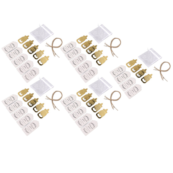 24 set Nappflasköppnare Zinklegering Söt Nappflaskformad Flasköppnare Baby Shower Returpresent till Baby Shower Party Golden