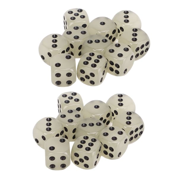 20 stk. Glødende Terninger Medium Black Dot Klassisk Plast 6-sidede Terninger Bordspil Terninger til Brætspil