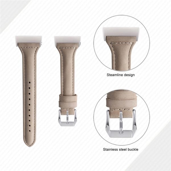 Fitbit Charge 3 T-formet urrem i ægte læder - Khaki Beige beige