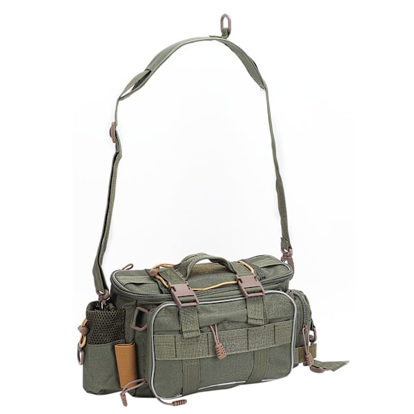 Kalastuspussi Vedenkestävä kalastustarvikkeiden säilytyspussi suurilla säilytystiloilla kalastustarvikkeiden säilytykseen Army Green