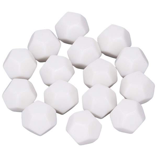 30 STK 12-sidiga tomma tärningar plast skriv på undervisningstärningskuber Polyedriska tärningar Kit för underhållning utbildning 2,2 cm Vit