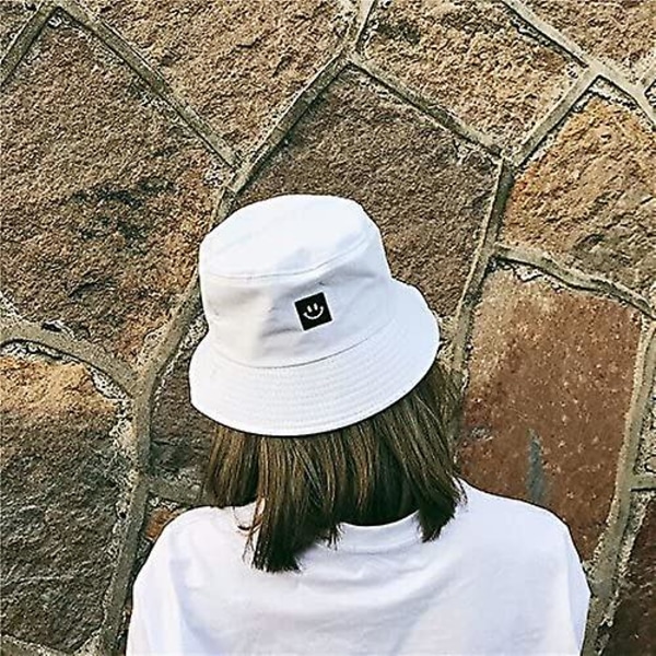 Bucket Hat Cotton Unisex kokoontaitettava retkeilyyn retkeilykalastukseen 56-58 cm White