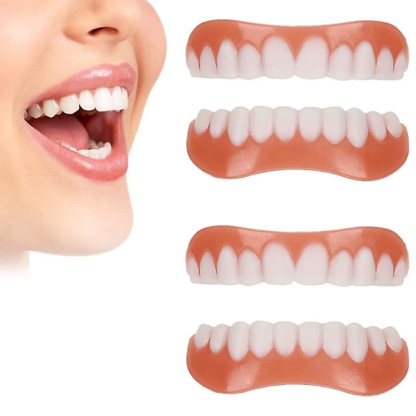 2 par konstgjorda tandfasader, faner Tänder Kosmetisk cover Fusktänder Tillfälliga proteser Konstgjorda tandproteser