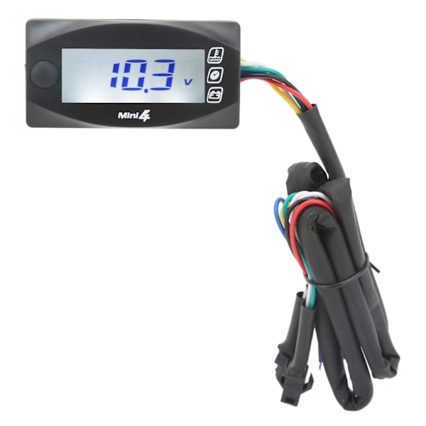 4 i 1 Motorcykel Digitalt Termometer LCD Skærm Motor Vand Spænding Tid Måler Universal DC12V 22mm Tee Adapter