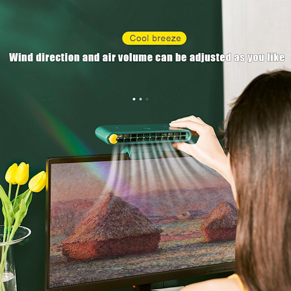 Skærmhængende USB-opladelig Laptop-skærm Bærbar Ventilator Kontor Desktop Mobiltelefonholder Køleventilator