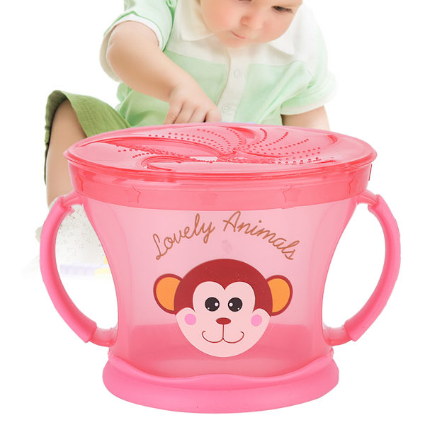 Double Handle Baby Snack Cup Portable Biscuits Candy Assisted Food Container BoxRed