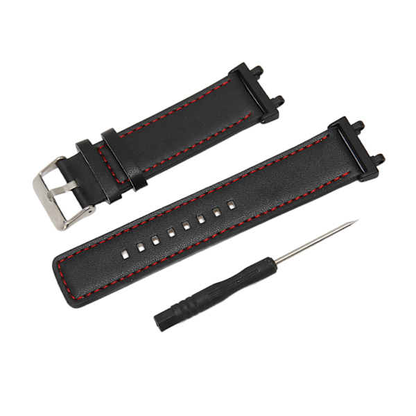 Klockband PU-läder Andningsbart ersättningsklockarmband med fjäderstångsverktyg för T Rex 2 Svart