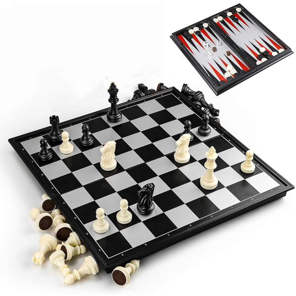 3-i-1 magnetisk sjakkspill pedagogisk spill for barn reisespill