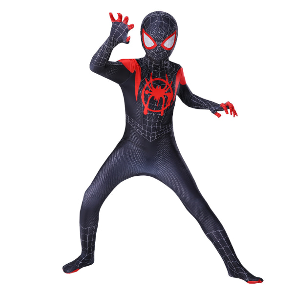 Kids Miles Morales kostym Spider-Man Cosplay Halloween Set 110 cm