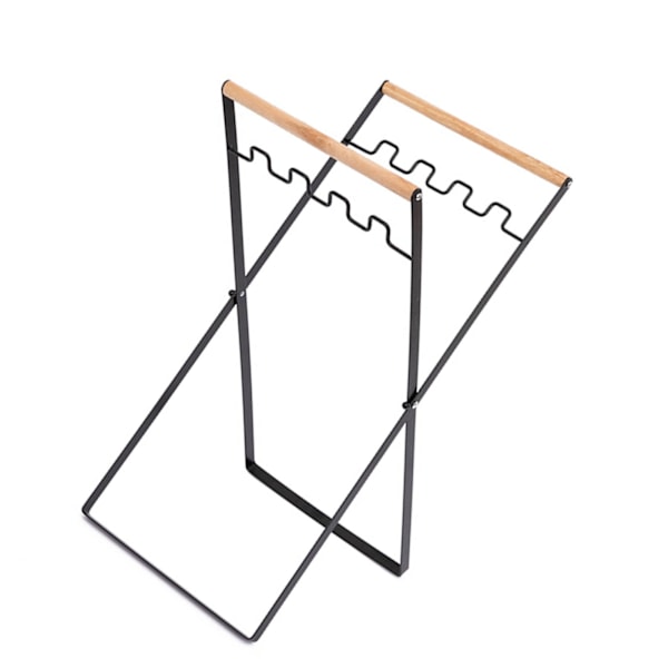 Søppelposeholder i Metall, Bærbar Søppelposeholder for Utendørs, Bladpose Stativ for Camping, Piknik, Kjøkken, Svart