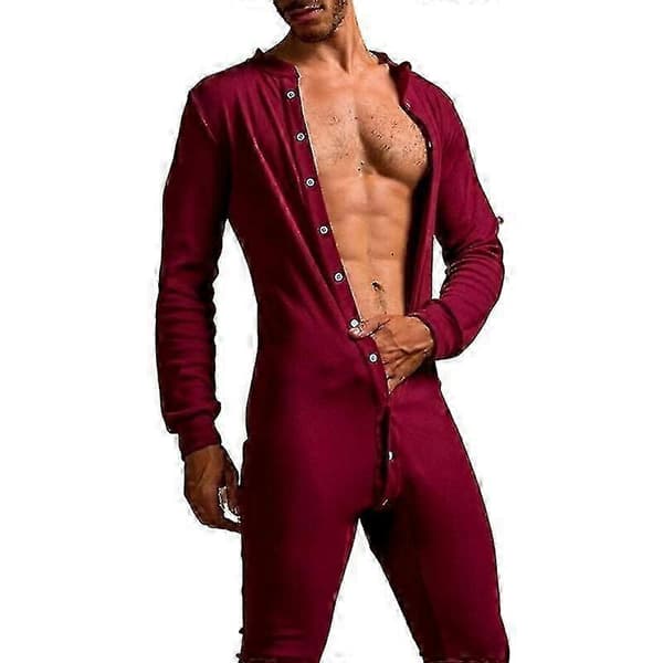 Herrtermosuit, långärmad pyjamas i ett stycke, ny ankomst, S07 Black S