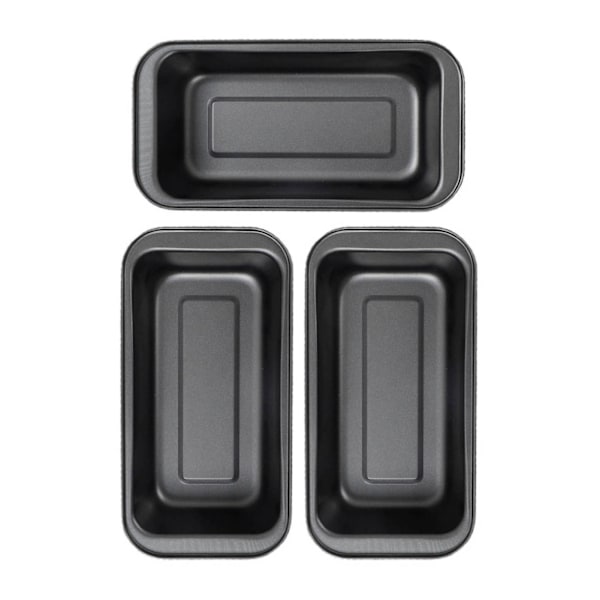 3ST Kakeform Rektangulær Nonstick Baking Kakeform Karbonstål Brød Brødform Svart 15 cm