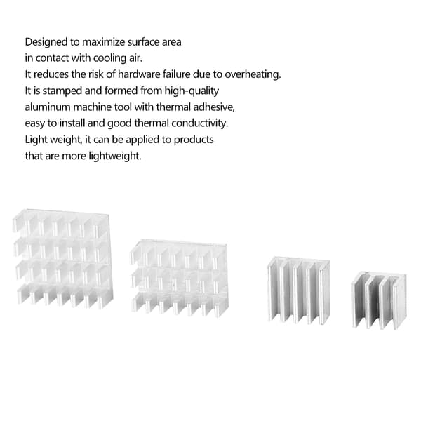 20 stk. Aluminium Køleplade CPU Radiator med Klæbemiddel til Raspberry Pi 2/3/4 3b 4B