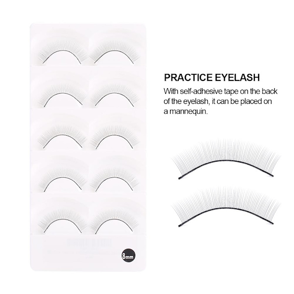 5 Pairs Practice Eyelashes False Eyelashes for Eyelash Extension Grafting Eye Makeup Training Tool